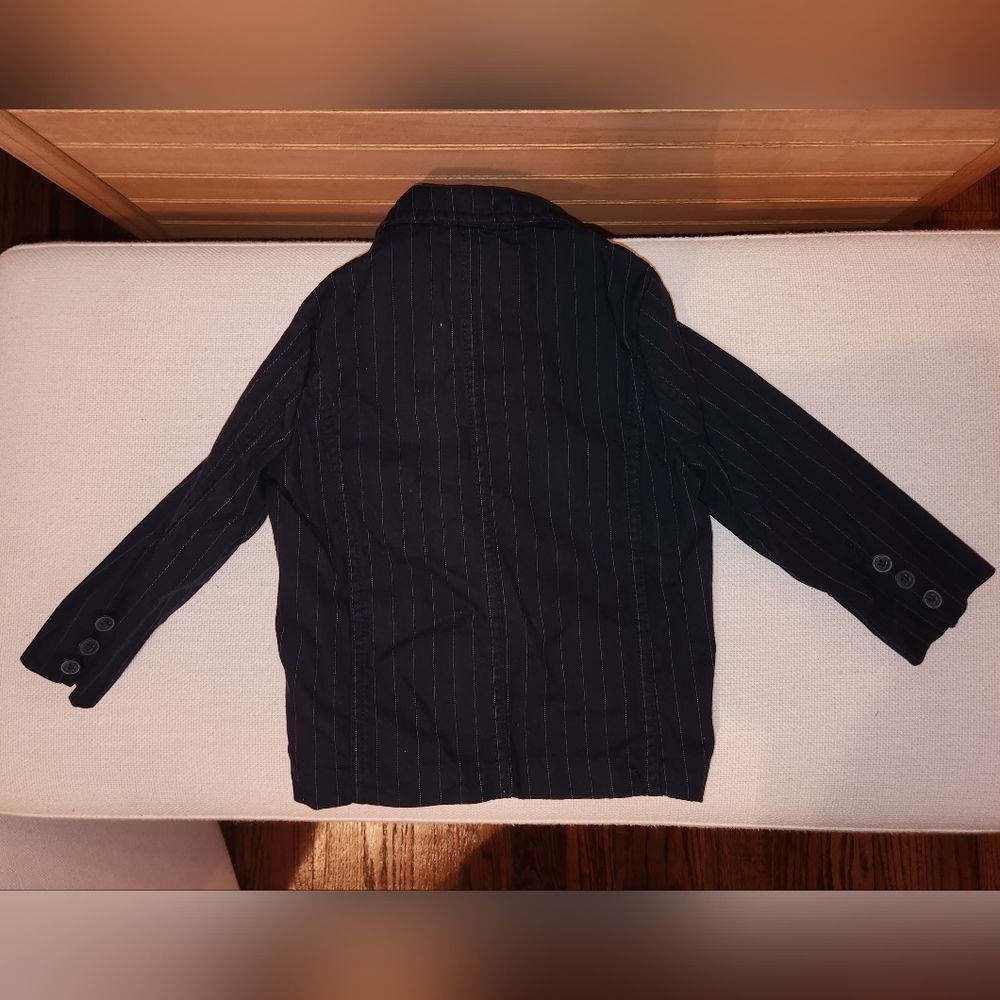 Oshkosh B'gosh Pinstripe Navy Blue Blazer Toddler Boy Size 18 Month - Picture 2 of 4